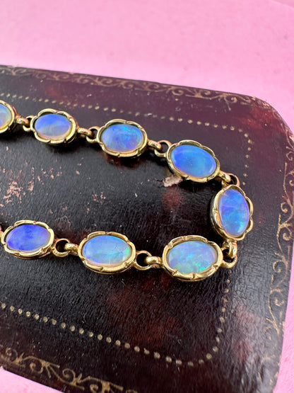 Vintage 9ct Gold Opal tennis bracelet