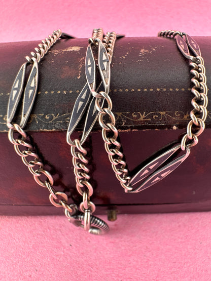 Antique 800 Niello Lozenge chain with bolt clasp