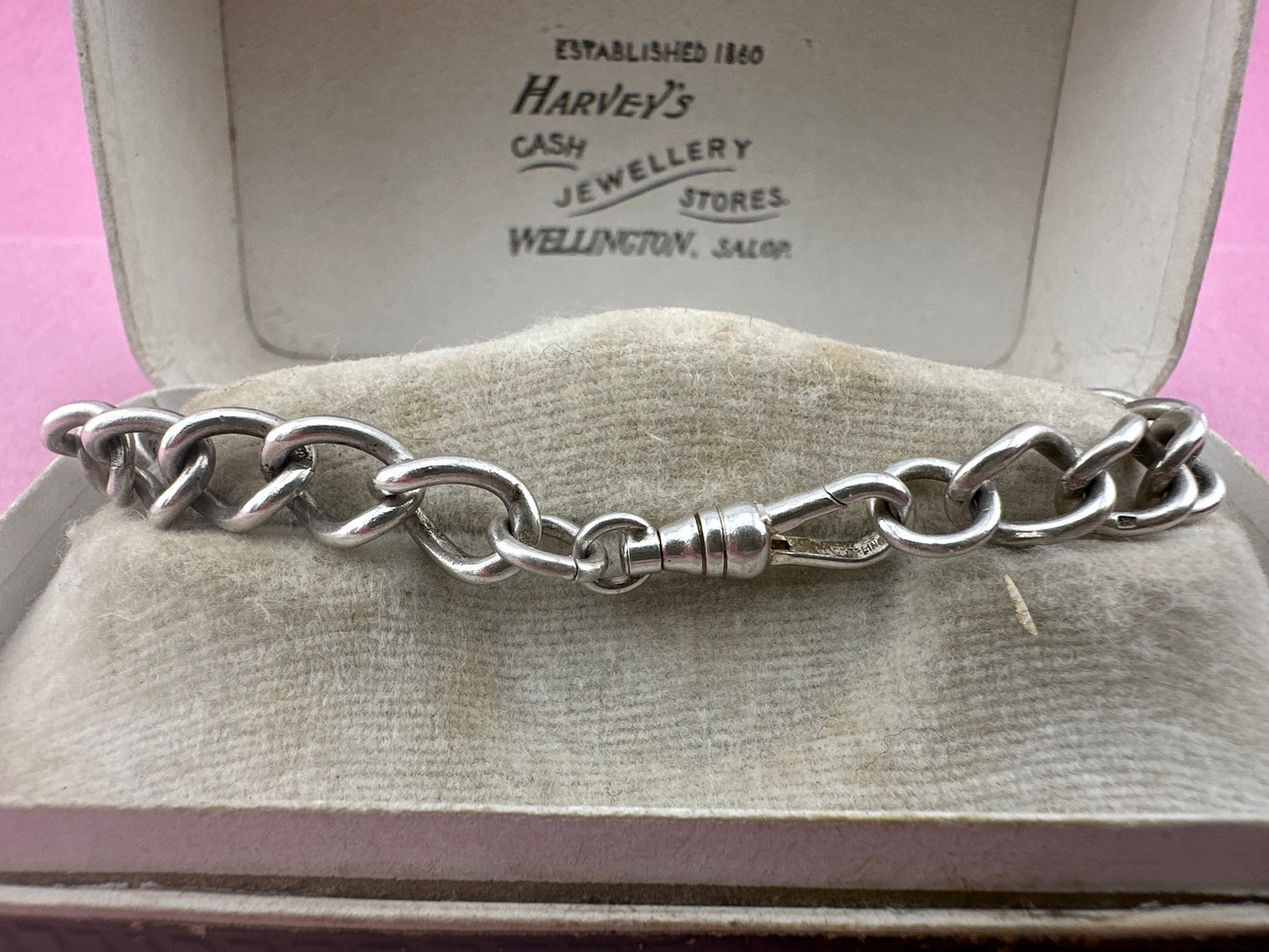 Vintage Sterling Silver Curb bracelet with dog clip