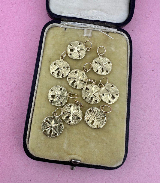 Vintage 14ct Sand Dollar Sea Urchin Charm with 9ct Gold bail.