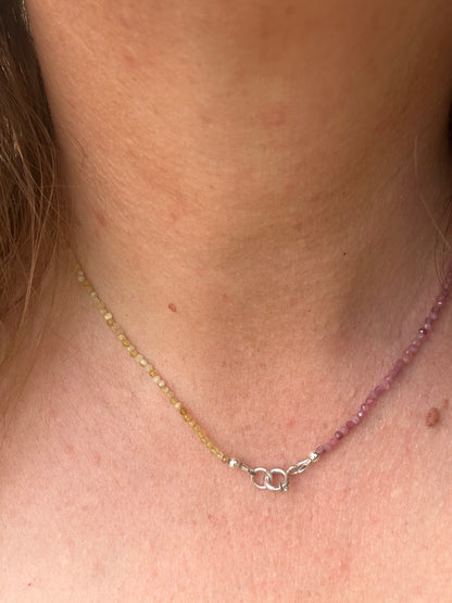 Pink Tourmaline & Yellow Opal Mini beads with Sterling Silver Bolt clasp