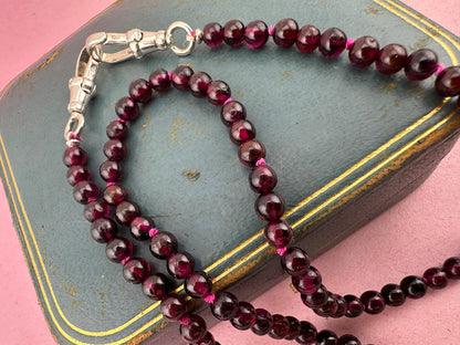Re-imagined Vintage Garnet Beads with Vintage Sterling silver Dog clips