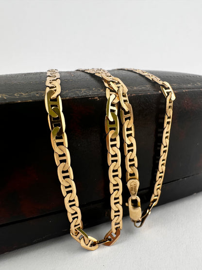 Vintage 9ct Yellow Gold Flat Mariner chain