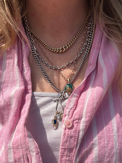 Re-imagined Sterling Silver Albert chain with shepherds hook