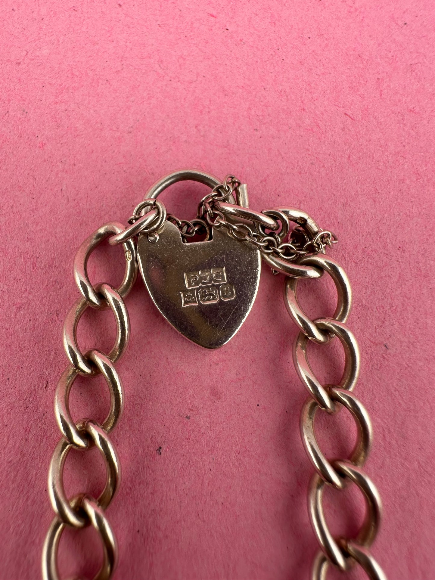 Sterling Silver Curb bracelet with heart padlock