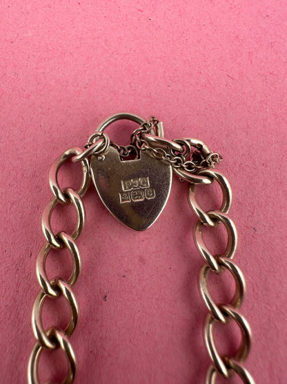 Sterling Silver Curb bracelet with heart padlock