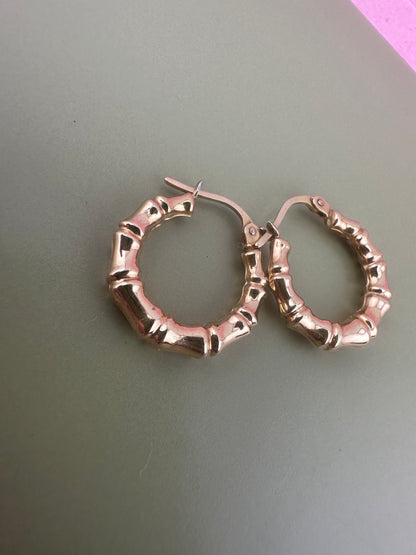 Vintage 9ct Gold UnoAerre Bamboo Hoops