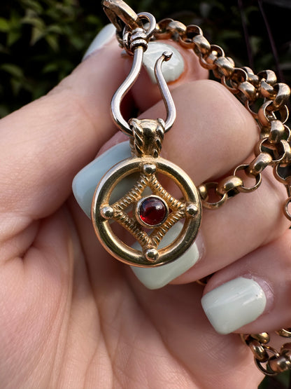 Vintage 9ct gold Garnet Cabochon Pendant
