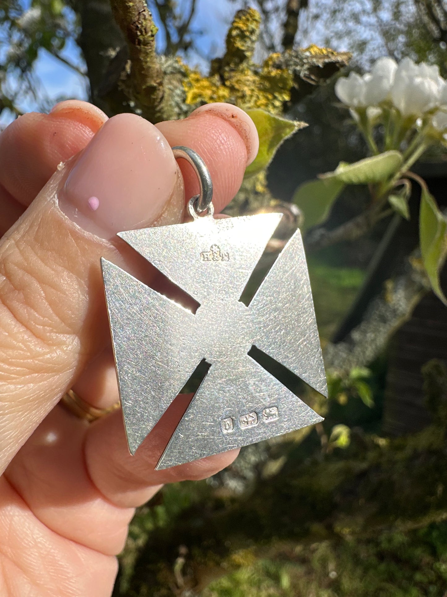 Antique Sterling silver Maltese cross fob
