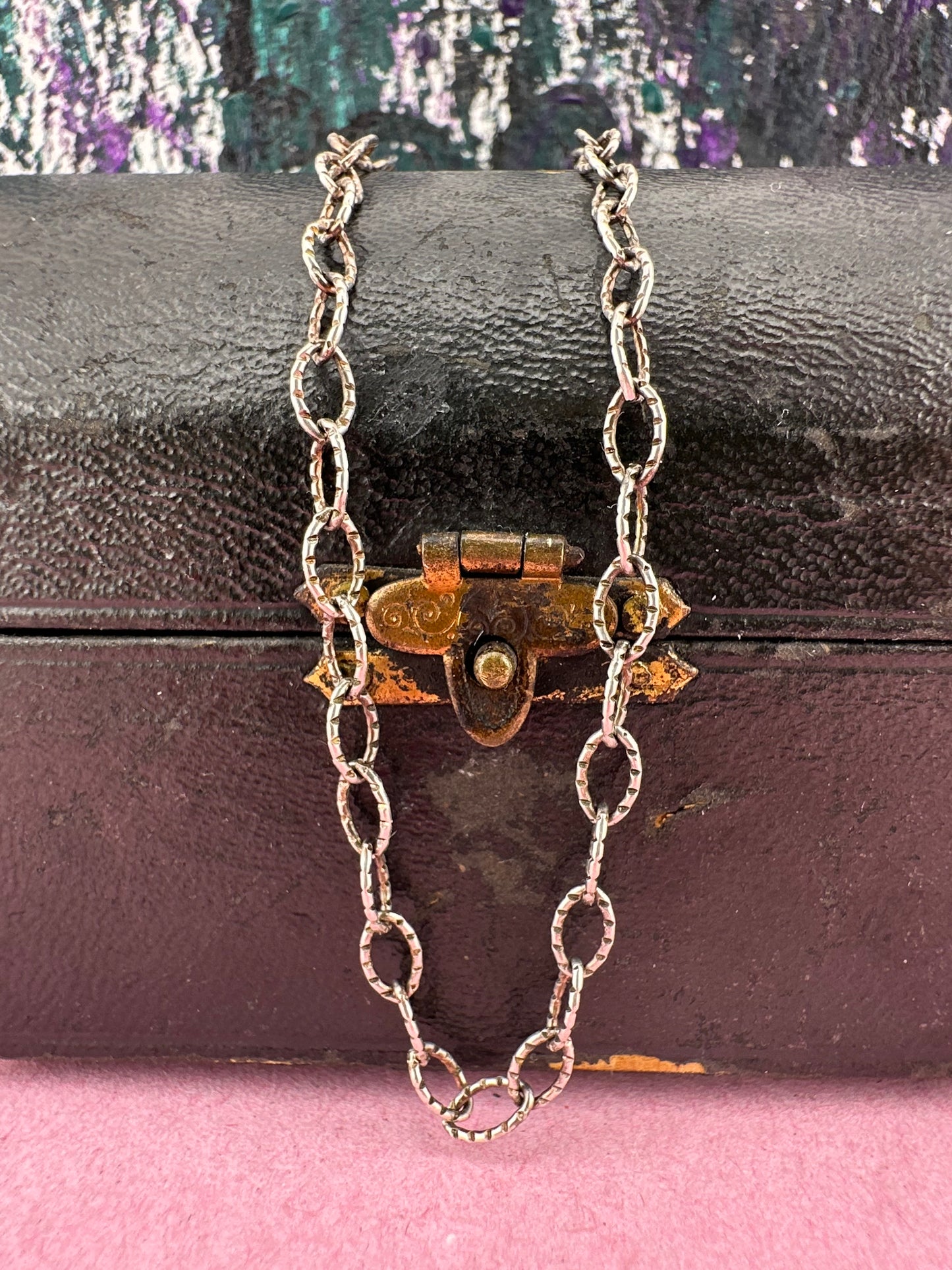 Sterling Silver Textured Oval belcher chain