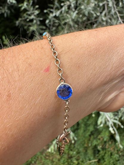 Antique 9ct Rose gold Gemstone Station bracelet