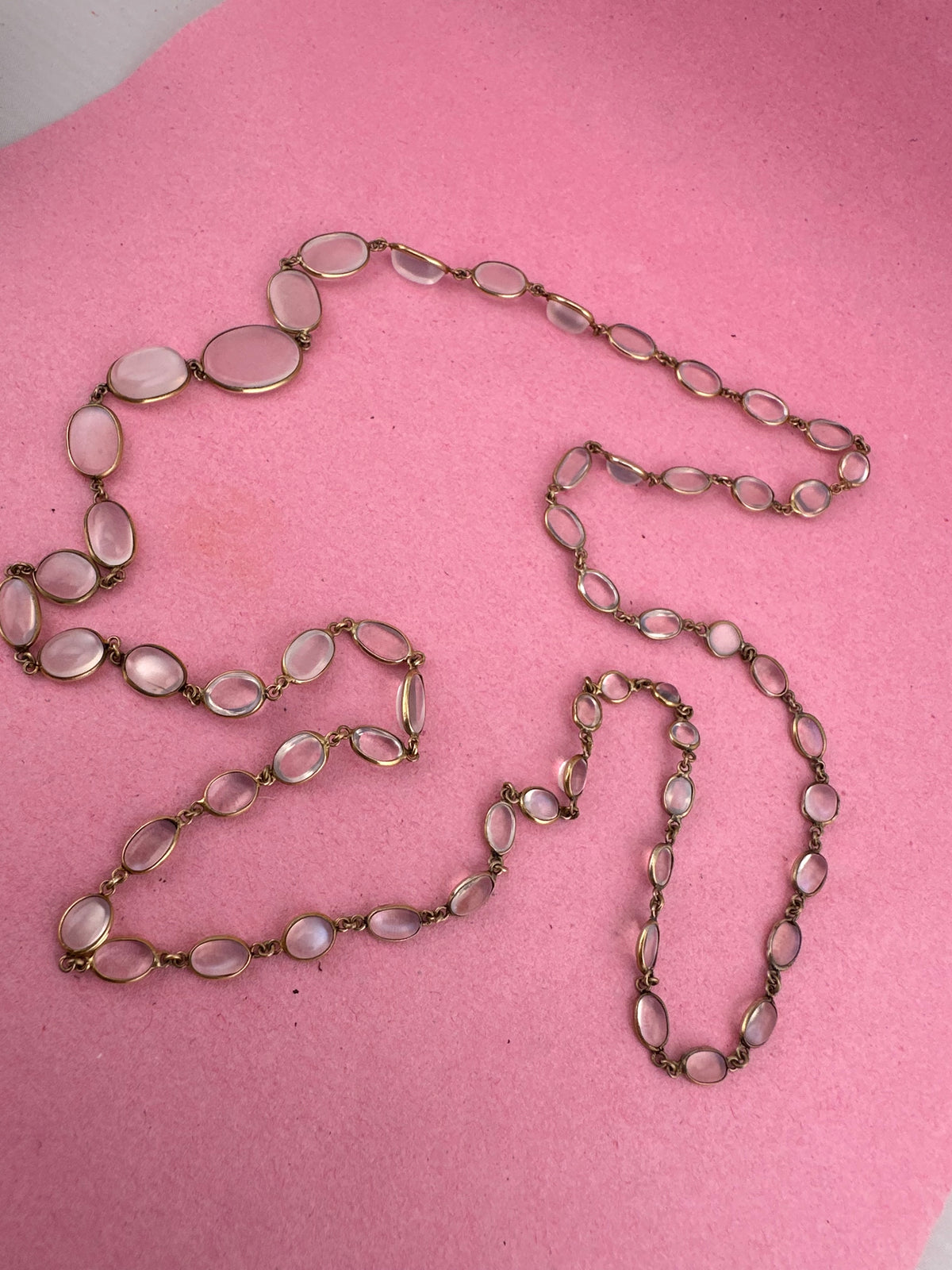 Antique 9ct Gold Bezel set Moonstone necklace