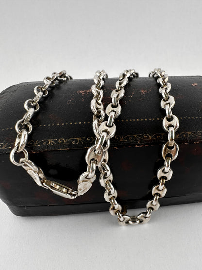 Vintage Sterling Silver Puffy Mariner chain
