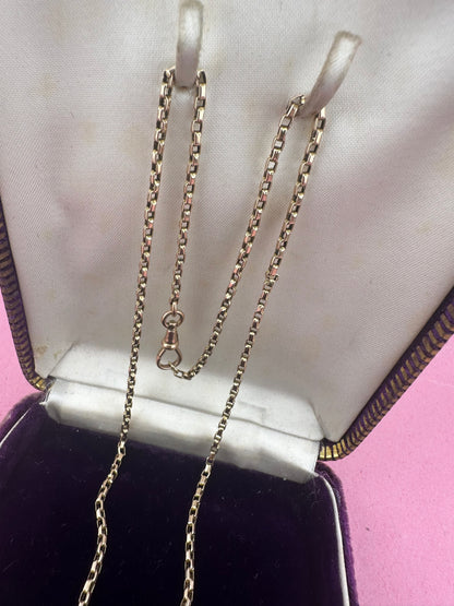 Antique 9ct Rose Gold Box chain with swivel dogclip