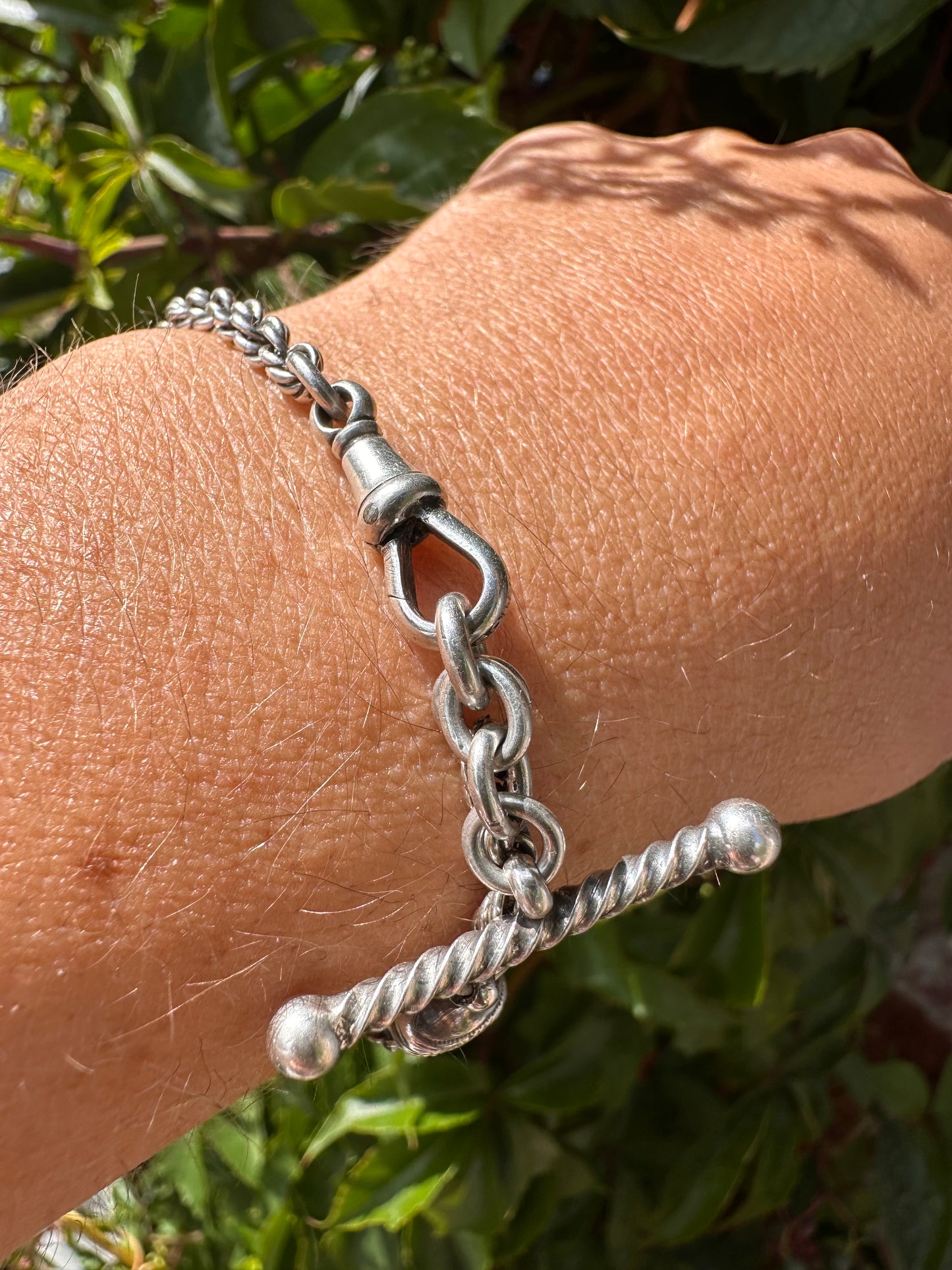 Sterling Silver rope & ribbed belcher Albertina bracelet