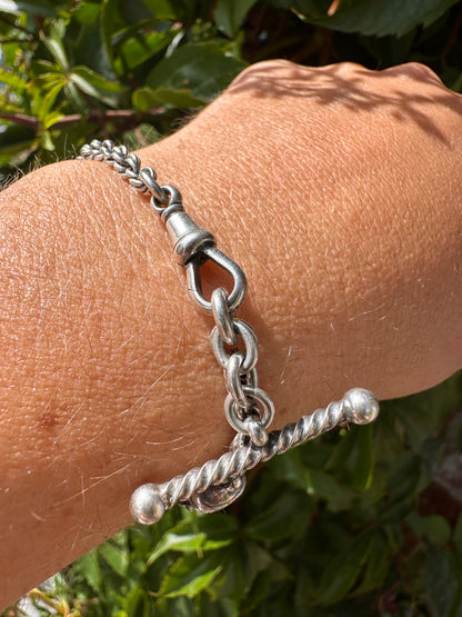 Sterling Silver rope & ribbed belcher Albertina bracelet