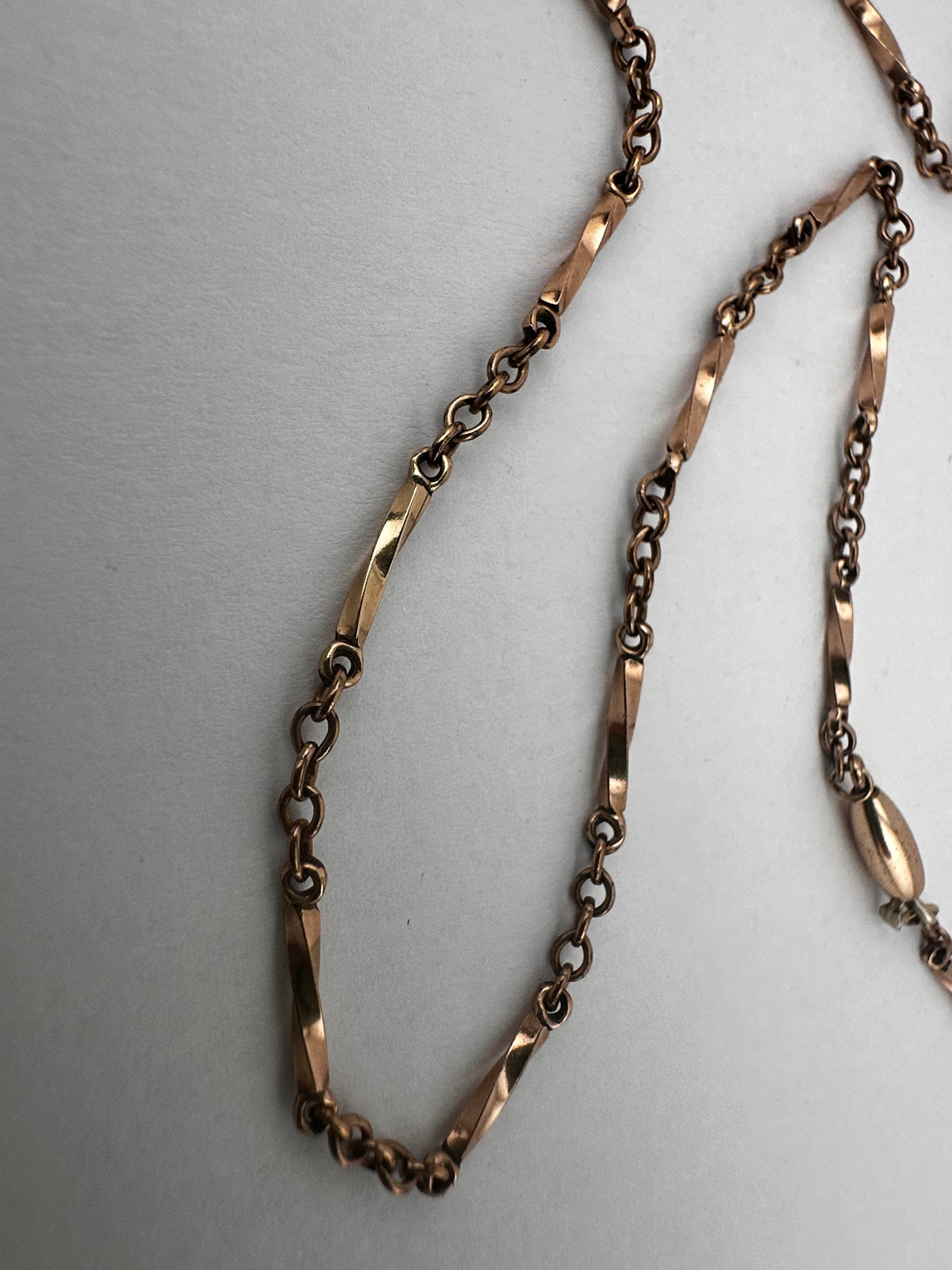 Antique 9ct Rose Gold Twist Bar station chain