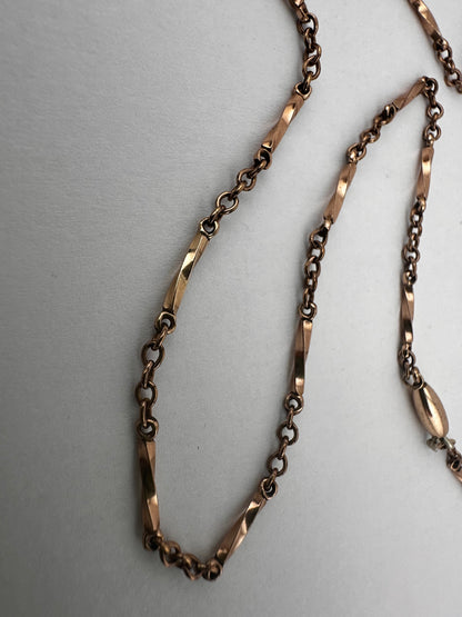 Antique 9ct Rose Gold Twist Bar station chain