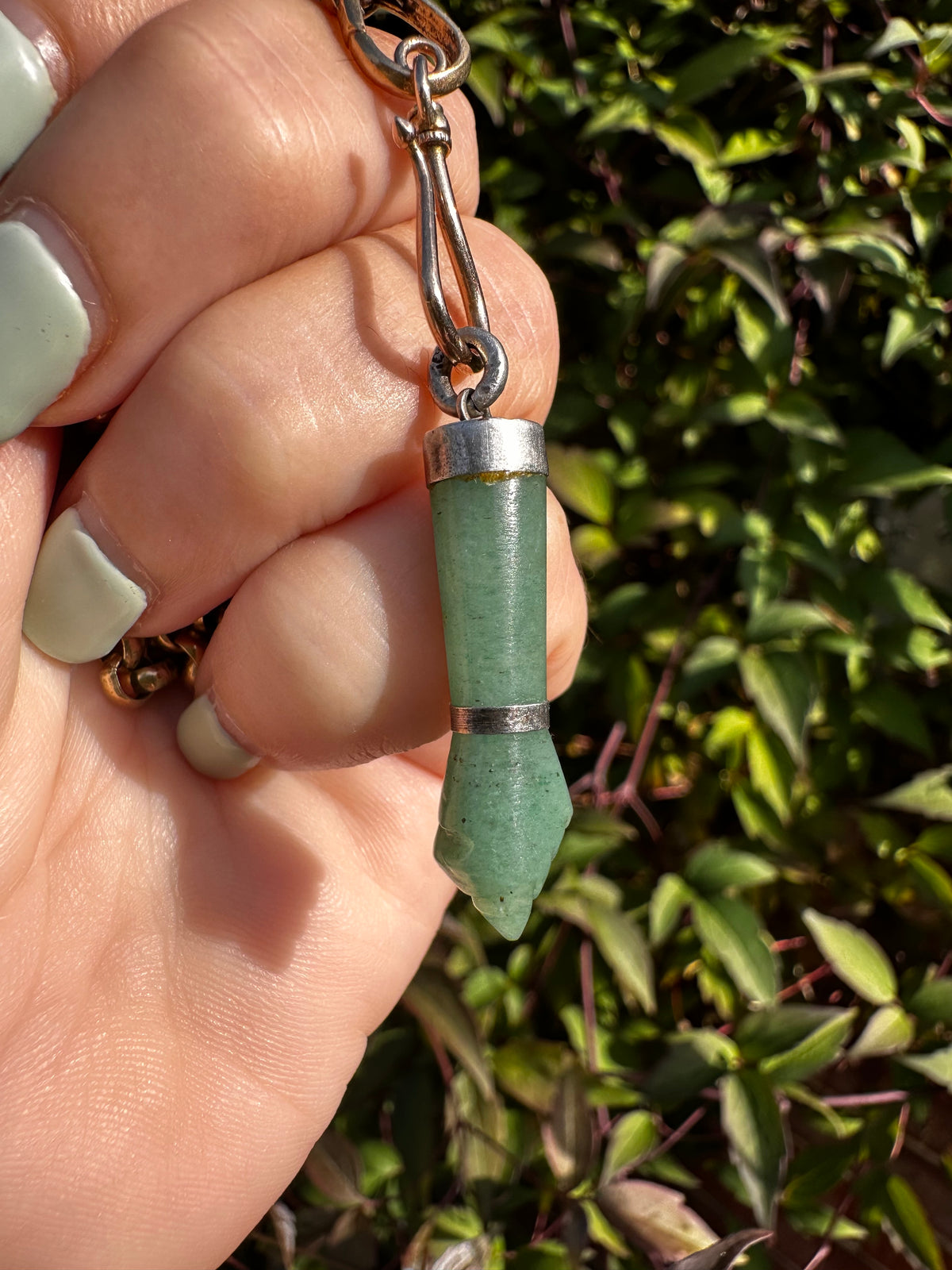 Sterling Silver Aventurine Figa Hand pendant