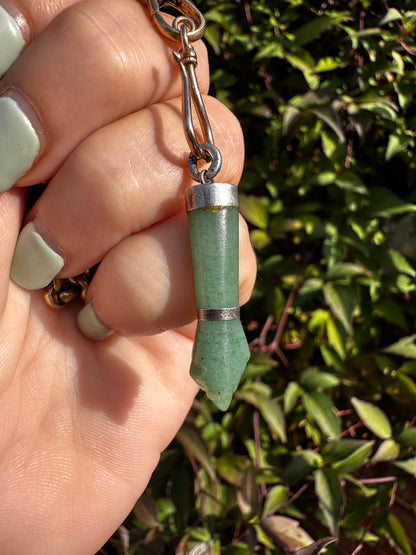 Sterling Silver Aventurine Figa Hand pendant