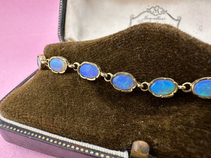 Vintage 9ct Gold Opal tennis bracelet