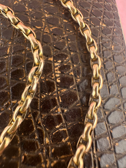 Antique 9ct gold Faceted oval belcher bracelet with bolt clasp