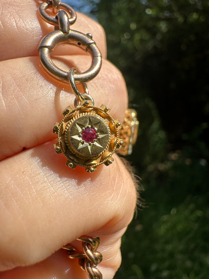 Antique 15ct Gold Ruby pin conversion pendant