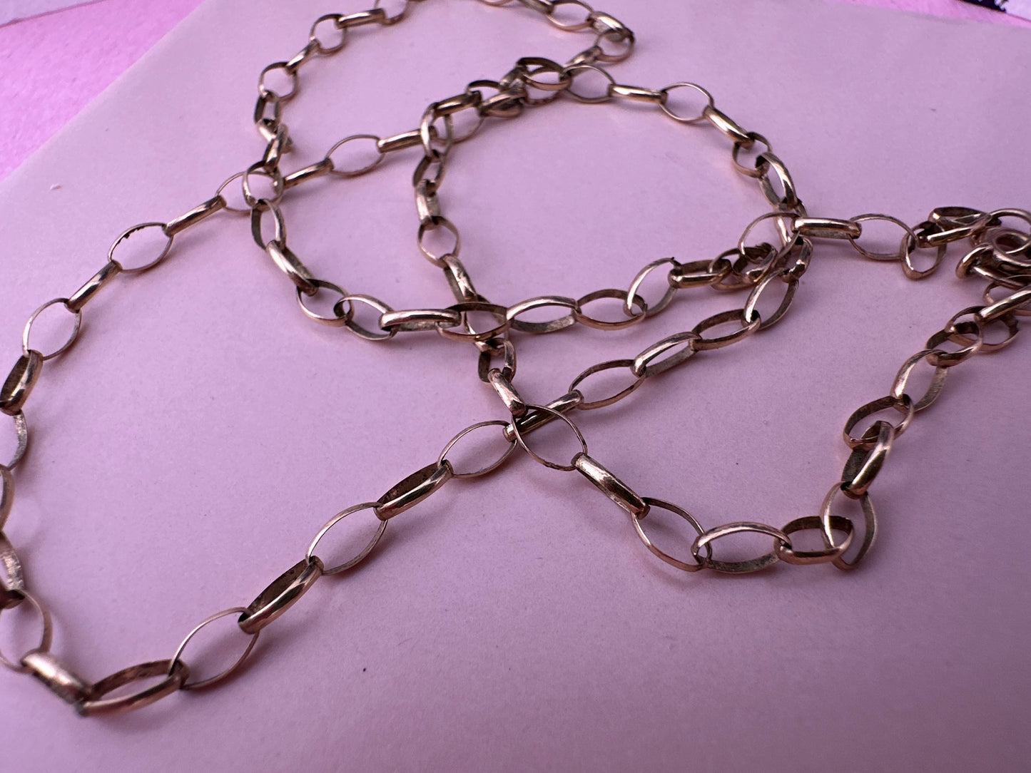 Vintage 9ct Yellow gold oval belcher chain