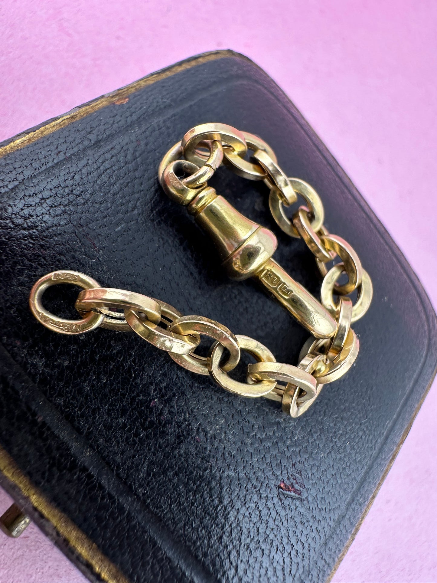Vintage 18ct Gold Cable Extender with Antique 18ct gold Dog clip