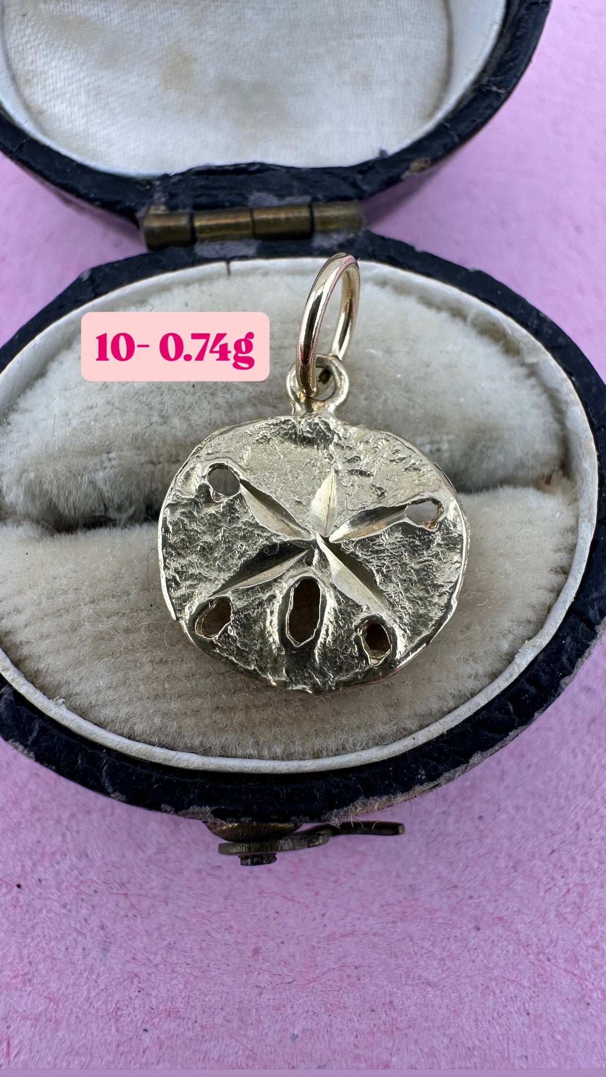 Vintage 14ct Sand Dollar Sea Urchin Charm with 9ct Gold bail.