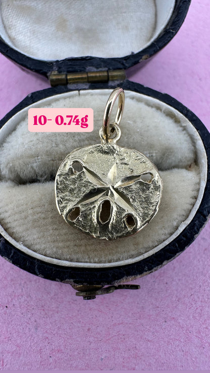 Vintage 14ct Sand Dollar Sea Urchin Charm with 9ct Gold bail.