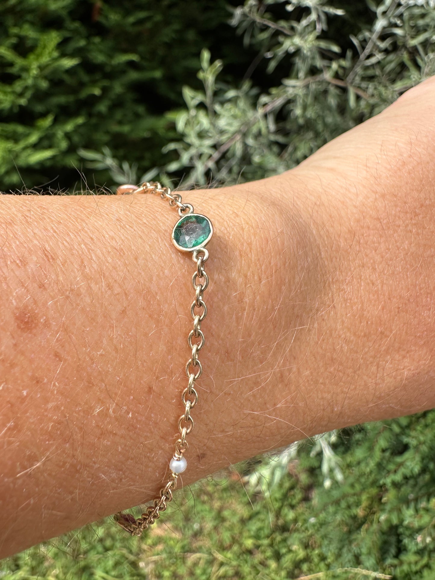 Antique 9ct Rose gold Gemstone Station bracelet