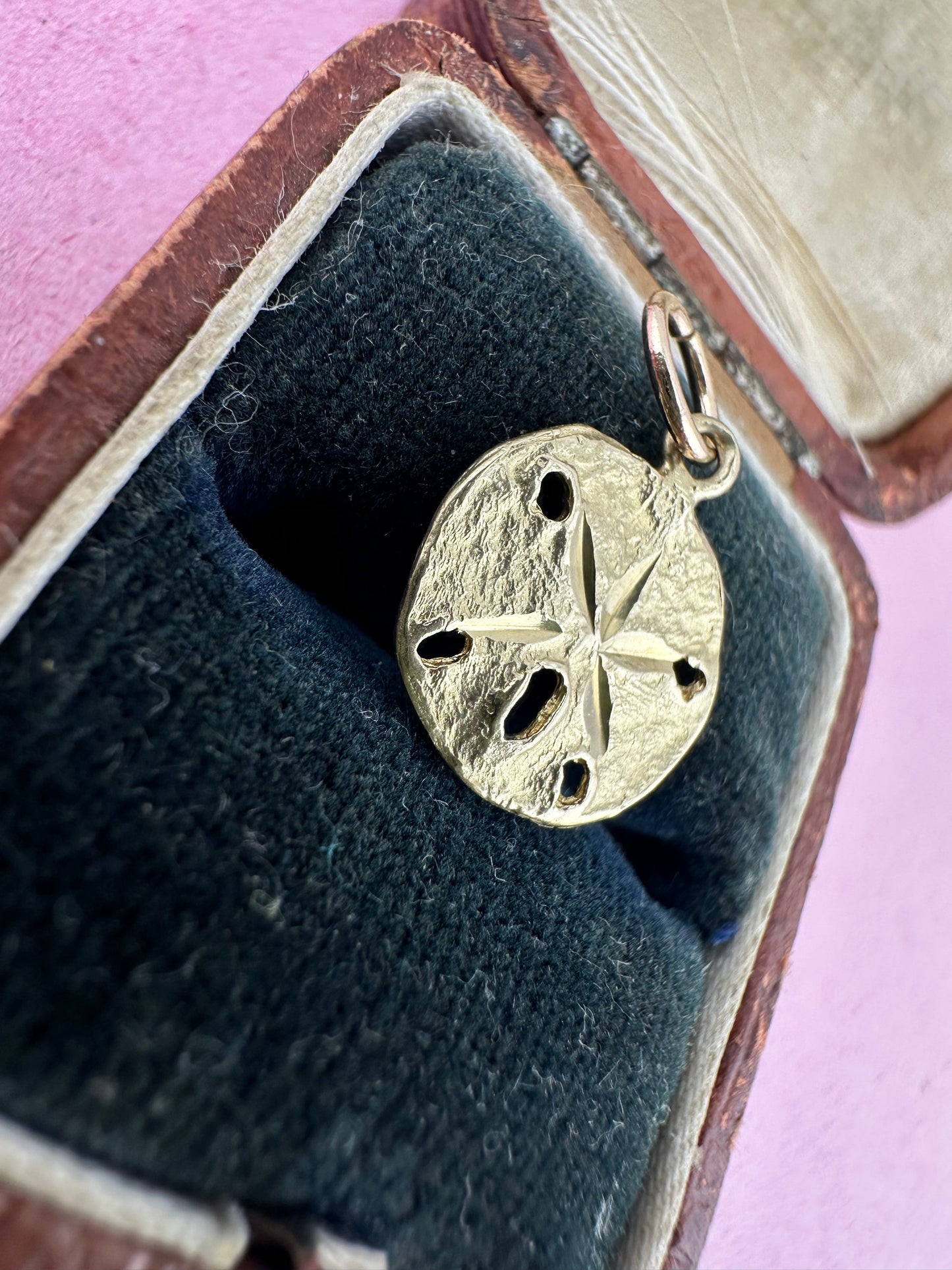 Vintage 14ct Sand Dollar Sea Urchin Charm with 9ct Gold bail.