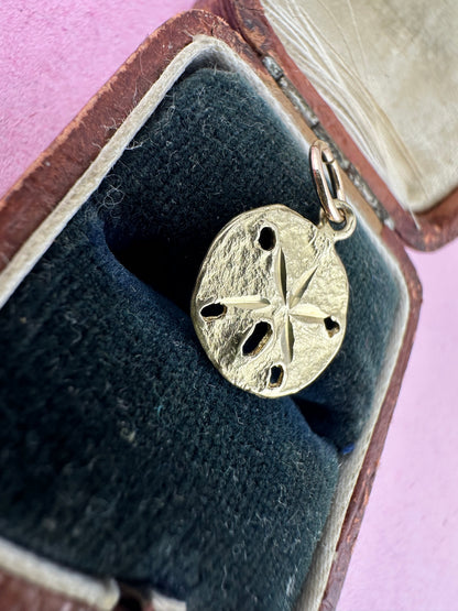 Vintage 14ct Sand Dollar Sea Urchin Charm with 9ct Gold bail.