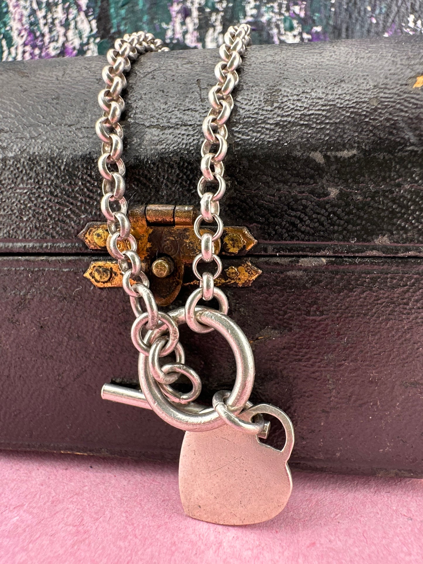 90s Sterling Silver Toggle and heart chain