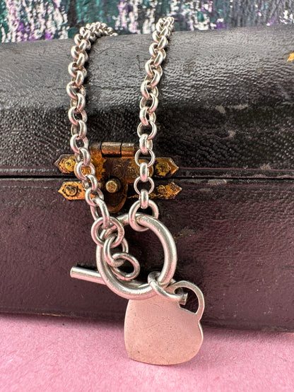 90s Sterling Silver Toggle and heart chain
