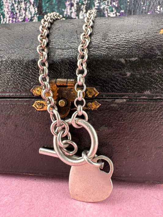 90s Sterling Silver Toggle and heart chain
