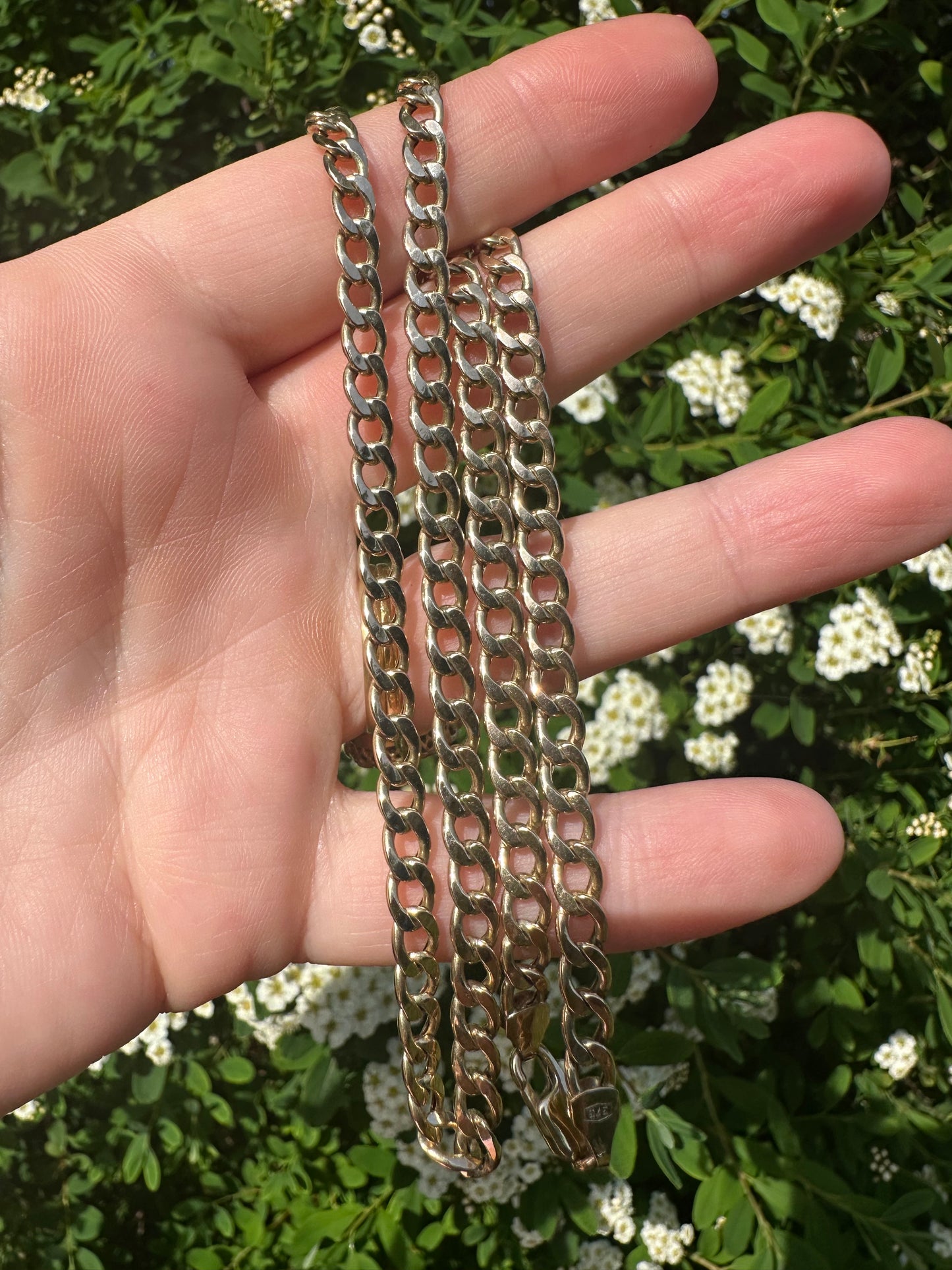 Vintage 9ct yellow gold Flat curb chain