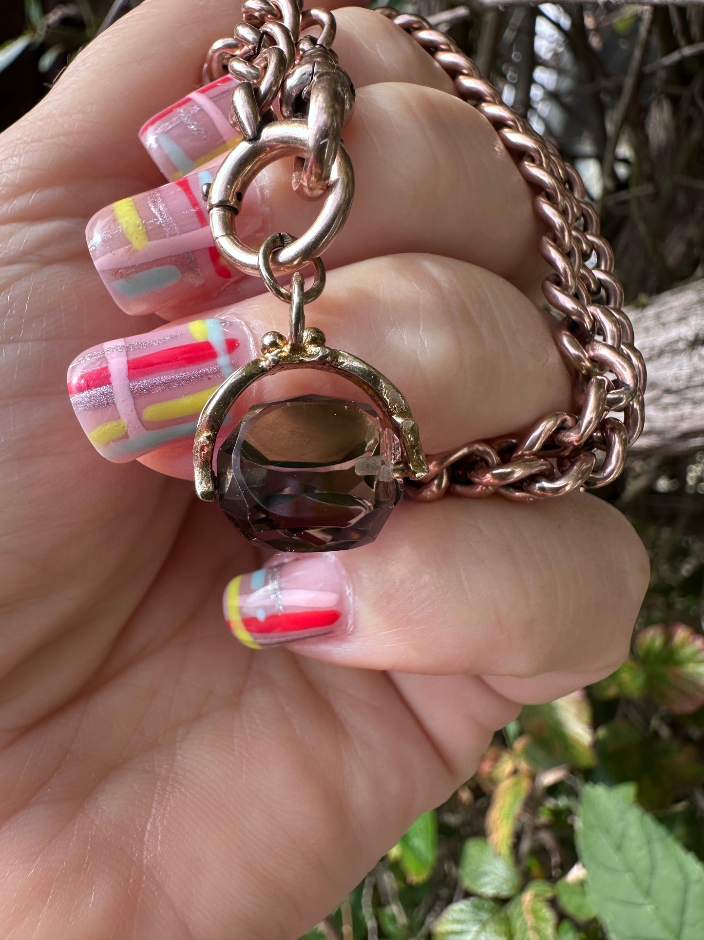 Vintage Mini 9ct yellow gold Smokey Quartz fob