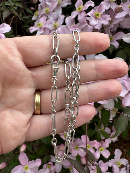 Antique 800 Silver mini trombone chain with dog clip