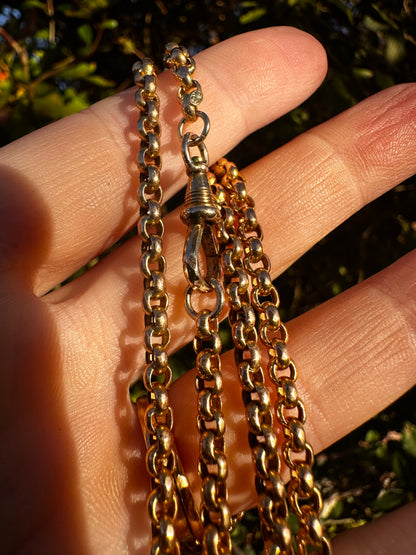 Antique 9ct Yellow gold Belcher Chain with faceted dog clip