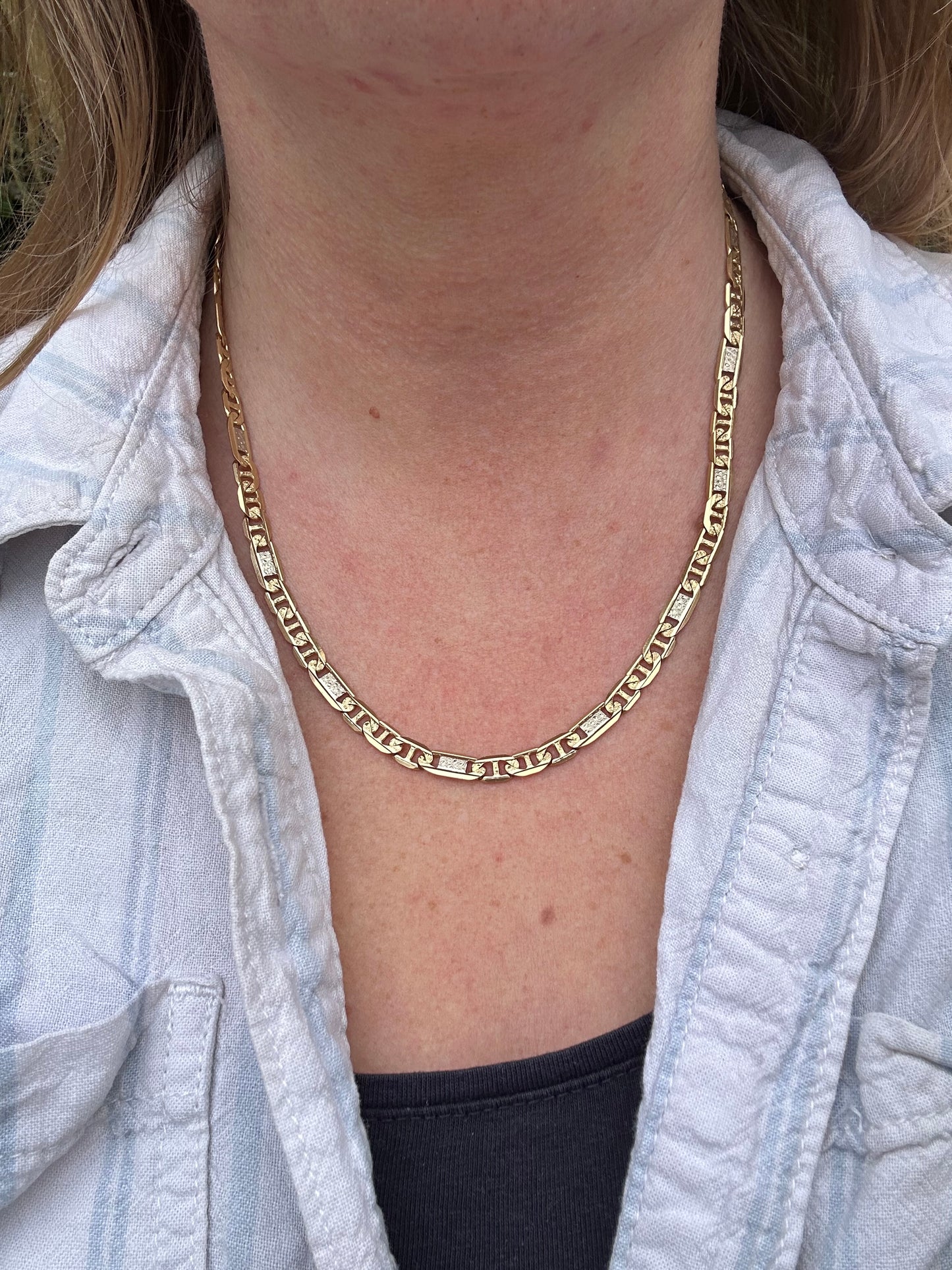 18ct Yellow and white gold Mariner chain