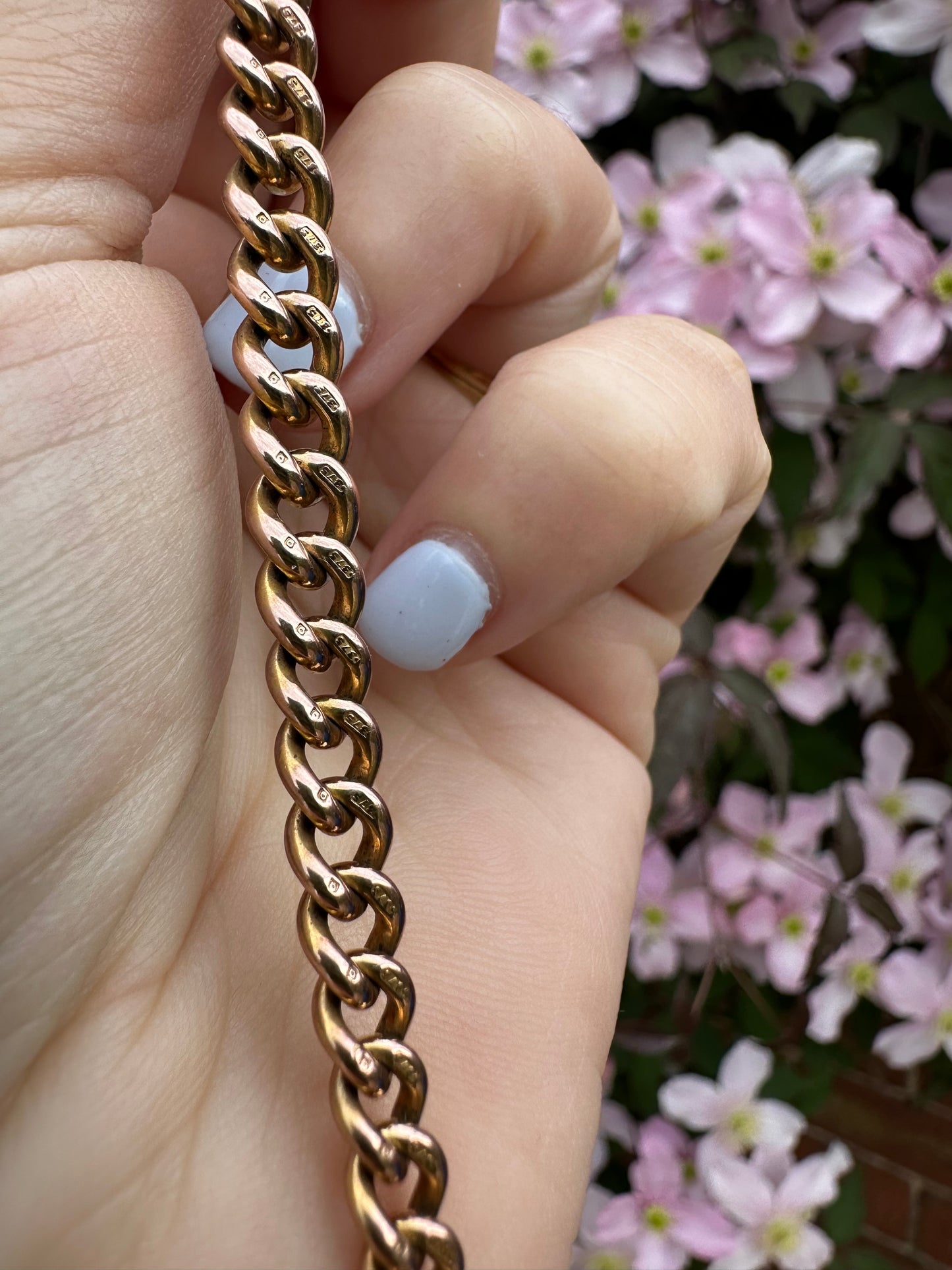 Antique 9ct Rose Gold Graduated Curb extender