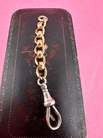 Mix metal extender. 9ct Yellow gold roller ball with sterling silver dog clip.
