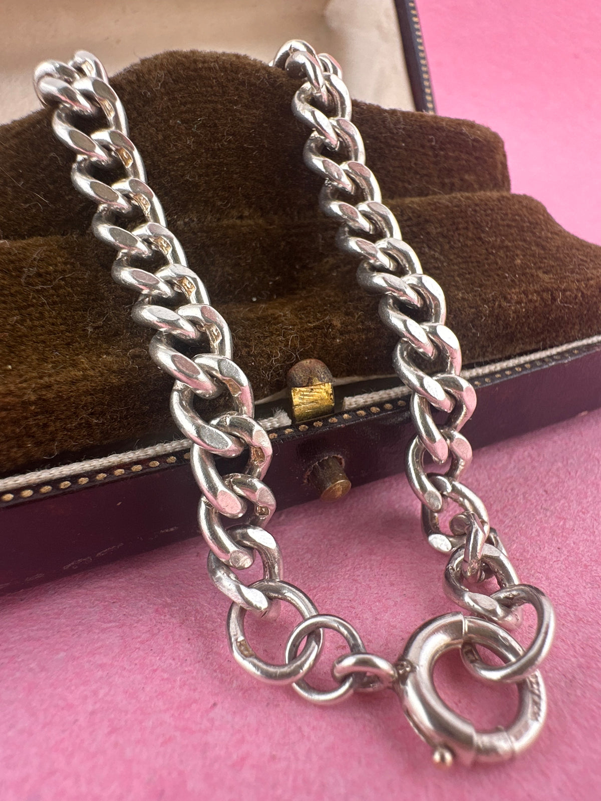 Sterling Silver Curb Bracelet with Bolt Clasp