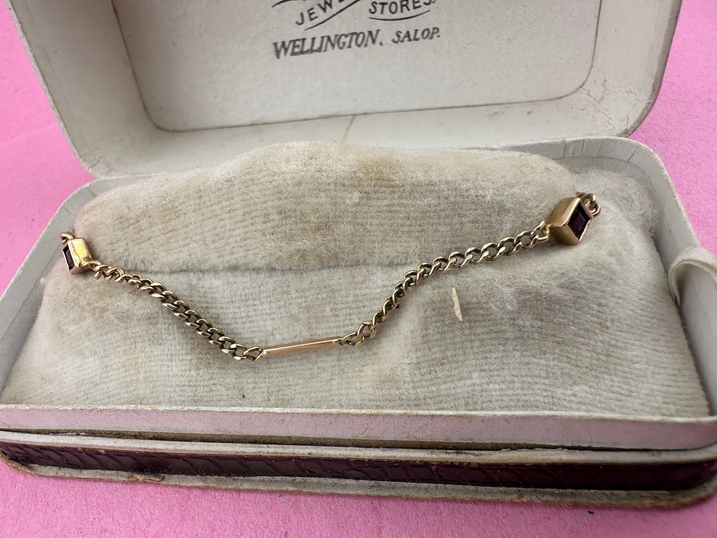 Antique 9ct Rose Gold mix link bracelet with bolt clasp