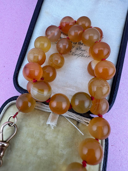 Re-imagined Orange Agate beads with Antique Dog clip