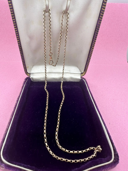Antique 9ct Rose Gold Box chain with swivel dogclip