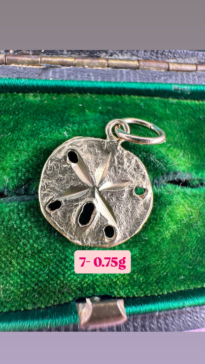 Vintage 14ct Sand Dollar Sea Urchin Charm with 9ct Gold bail.