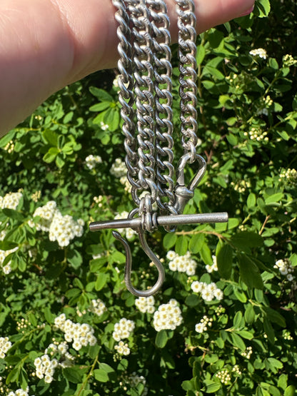 Re-imagined Sterling Silver Albert chain with shepherds hook